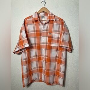Cal Top orange plaid button down shirt Large